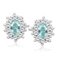 Silver (925) Earrings aquamarine colored zirconia