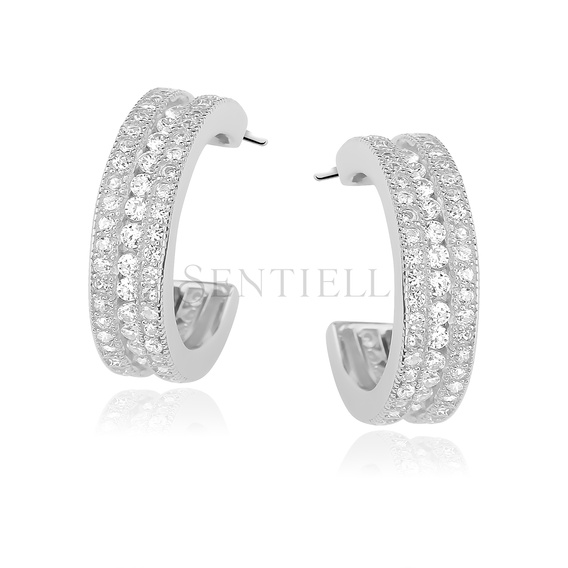 Silver (925) earrings hoop with zirconia