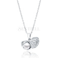 Silver (925) necklace seashell with a pearl and white zirconias