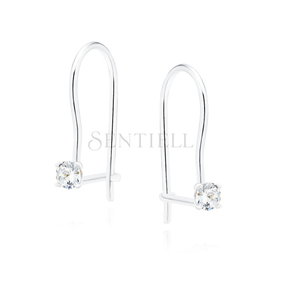 Silver (925) earrings round white zirconia diameter 3mm