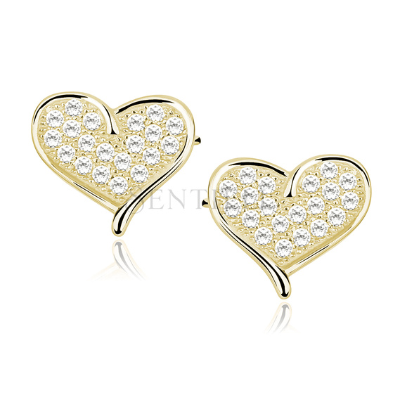 Silver (925) gold-plated heart earrings with zirconia