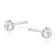 Silver (925) earrings round white zirconia diameter 4mm