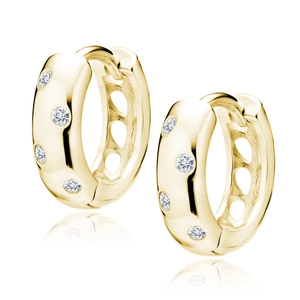 Silver gold-plated (925) earrings hoop with white zirconias