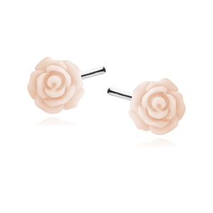 Silver (925) earrings roses - light pink