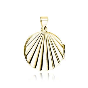 Silver (925) polished gold-plated pendant - seashell locket