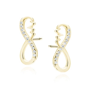 Silver (925) gold-plated earrings infinity with pulse and white zirconias