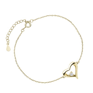 Silver (925) gold-plated bracelet, heart with zirconia