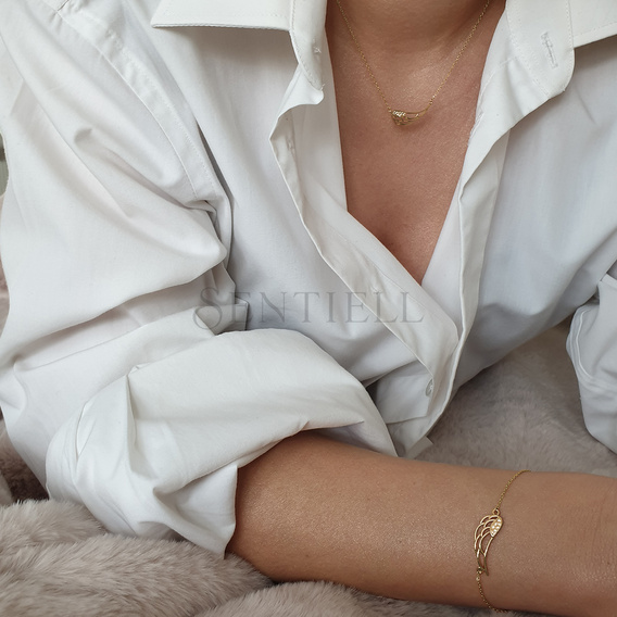Silver (925) bracelet - wing with zirconia, gold-plated