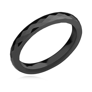 Black faceted ceramic ring 3mm