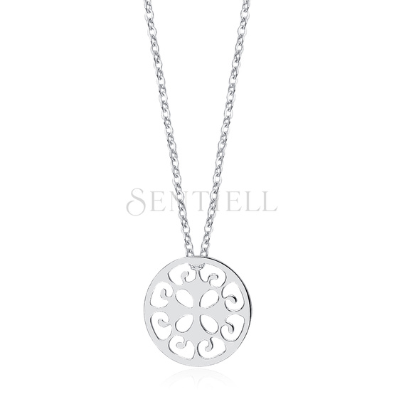 Silver (925) necklace withopen-work  round pendant