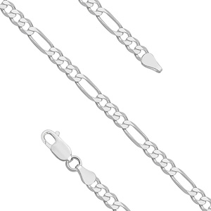 Silver (925) diamond-cut bracelet - figaro extra flat Ø 120