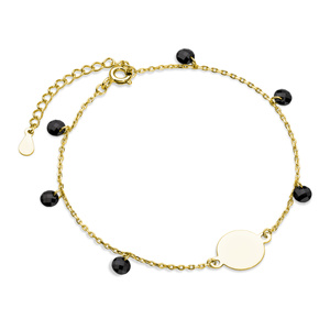 Silver (925) gold-plated bracelet with circle and black zirconias / spinels