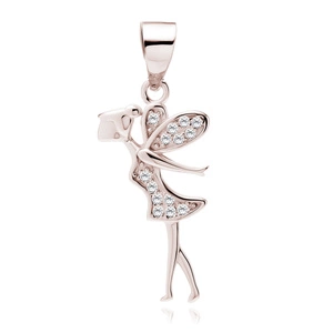 Silver (925) rose gold-plated fairy pendant with zirconia