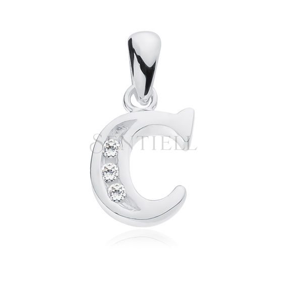 Silver (925) pendant white zirconia - letter C