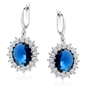 Silver (925) Earrings sapphire colored zirconia