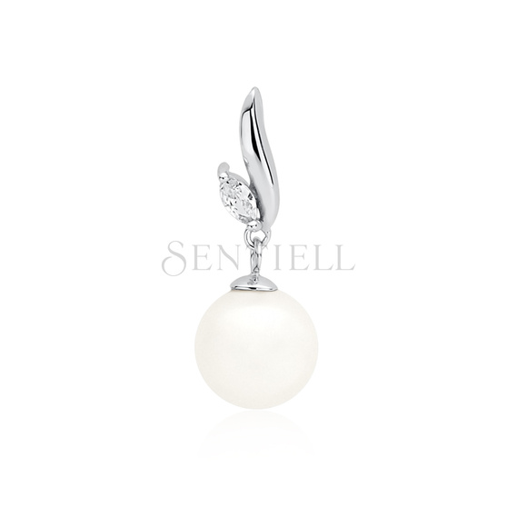 Silver (925) pearl pendant with white zirconia