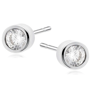 Silver (925) round earrings white zirconia