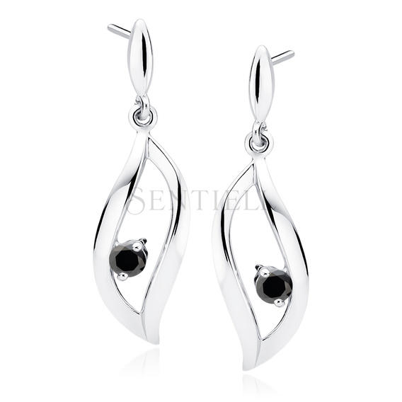 Silver (925) Earrings with black zirconia