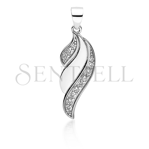 Silver (925) pendant - wing with white zirconias