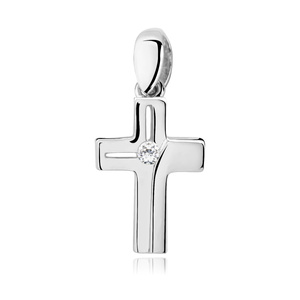 Silver (925) elegant pendant cross with zirconia