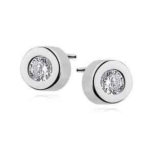 Silver (925) round earrings white zirconia