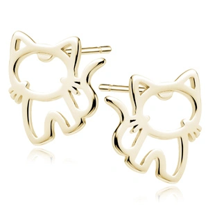Silver (925) gold-plated earrings - cats