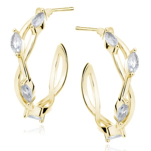 Silver (925) gold-plated earrings with white zirconias