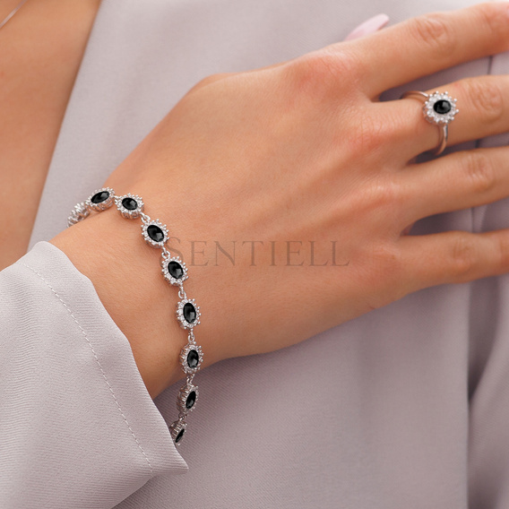 Silver (925) fashionable bracelet black zirconia