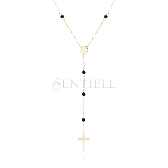 Silver (925) gold-plated necklace with black spinels and cross