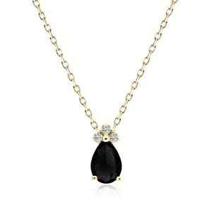 Silver (925) gold-plated necklace with black zirconia