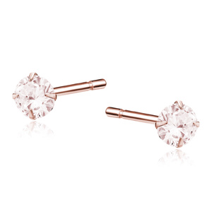 Silver (925) rose gold-plated earrings round zirconia diameter 4mm