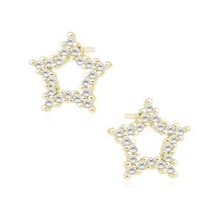 Silver (925) gold-plated star earrings with zirconia