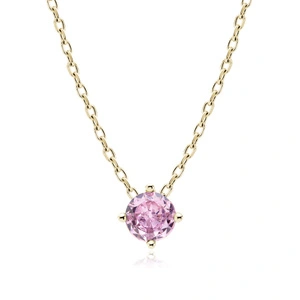 Silver (925) gold-plated necklace with pink zirconia