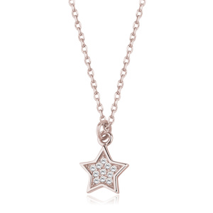 Silver (925) necklace - star with zirconia - rose gold-plated