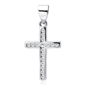 Silver (925) pendant cross with white zirconias