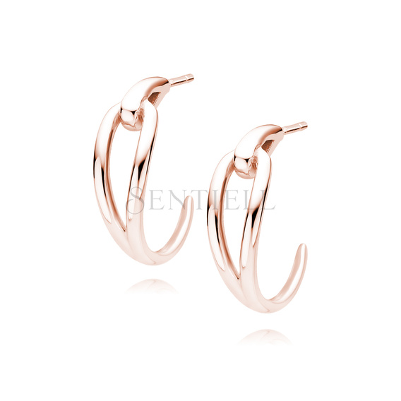 Silver (925) rose gold - plated earrings