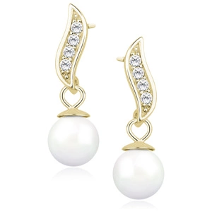 Silver (925) pearl earrings with zirconia