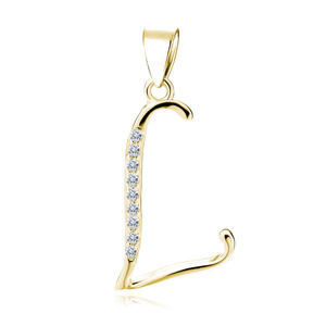 Silver (925) gold-plated pendant white zirconias - letter L