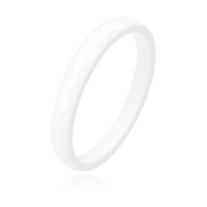 White faceted ceramic ring 4mm