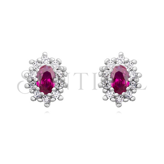 Silver (925) Earrings ruby colored zirconia