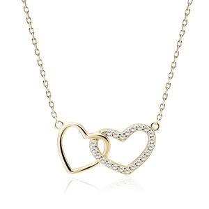 Silver (925) necklace with hearts pendant, gold-plated
