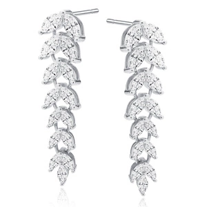 Silver (925) earrings long leafs with zirconia