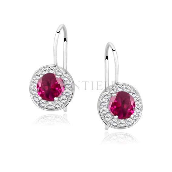 Silver (925) Earrings ruby colored zirconia