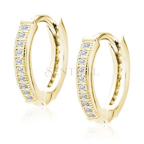 Silver (925) earrings hoop with zirconia, gold-plated