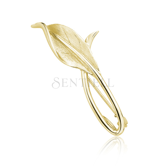 Silver (925) gold-plated brooch - leaf