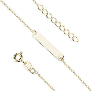 Silver gold-plated bracelet with a tag - adjusted length