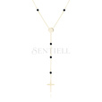 Silver (925) gold-plated necklace with black spinels and cross