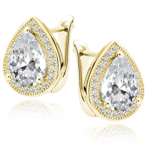 Silver (925) gold-plated earrings with white zirconia