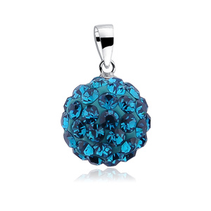 Silver (925) pendant disco ball 12mm blue zircon