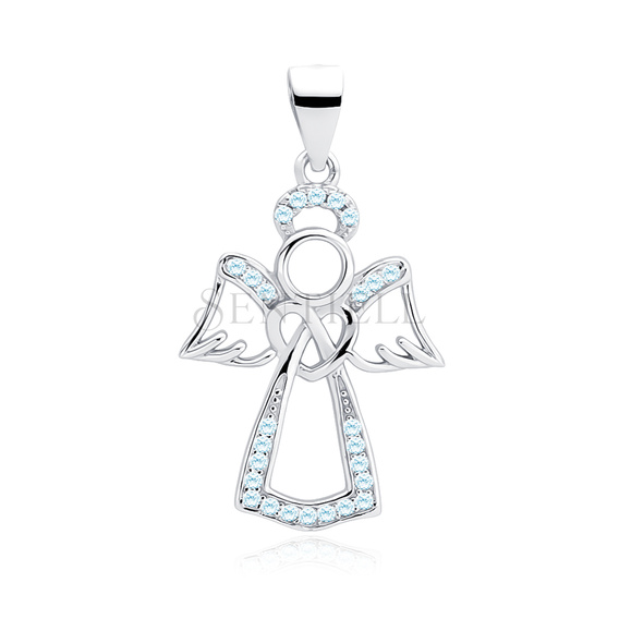 Silver (925) pendant with aquamarine zirconia - angel